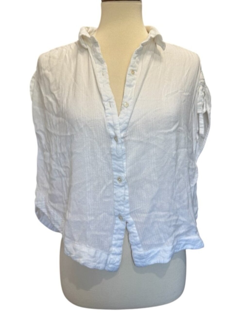 White Gauze Button-Front Shirt